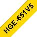 Tape 24mm High Grade Laminated Black On Yellow 5 Pack (hg 651v5)