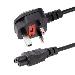 Laptop Power Cord - 3 Slot For Uk - Bs-1363 To C5 Clover Leaf Power Cable Lead 1m