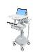 Styleview Laptop Cart LiFe Powered 1 Drawer (white Grey And Polished Aluminum) EU