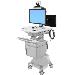 Styleview Telemedicine Cart Back-to-back Monitor SLA Powered (white Grey And Polished Aluminum) CHE