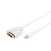 DisplayPort adapter cable, mini DP - DVI(24+1) M/M, 2m DP 1.1a compatible, CE, white