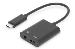 USB Type-C Splitter cable, type C - 3.5mm+type C M/F/F, 20cm Black