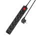 Power Strip With Illuminated Switch 6 Sockets 3M Black
