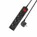 Power Strip With Illuminated Switch 4 Sockets 2m Black